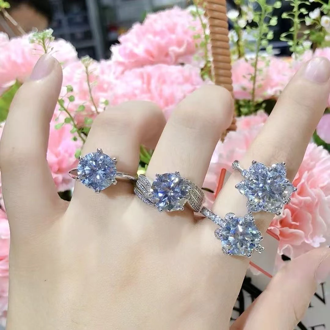 苏美欣 925银莫桑石戒指 女戒拍主石链接（0.5—5克拉）合成碳硅石