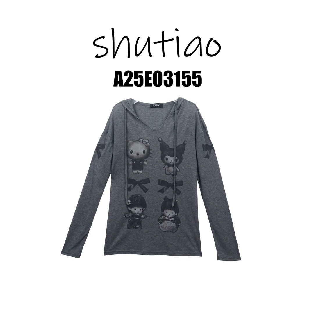 【SHUTIAO】2025夏季：新款小众设计款T恤A25E03155