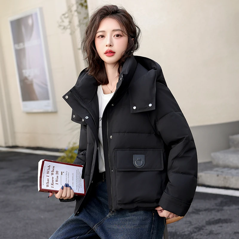 连帽百搭冬季保暖长袖棉服短款