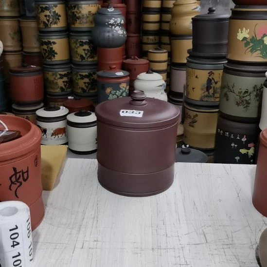 紫砂茶叶罐老紫泥两斤装竹节款033
