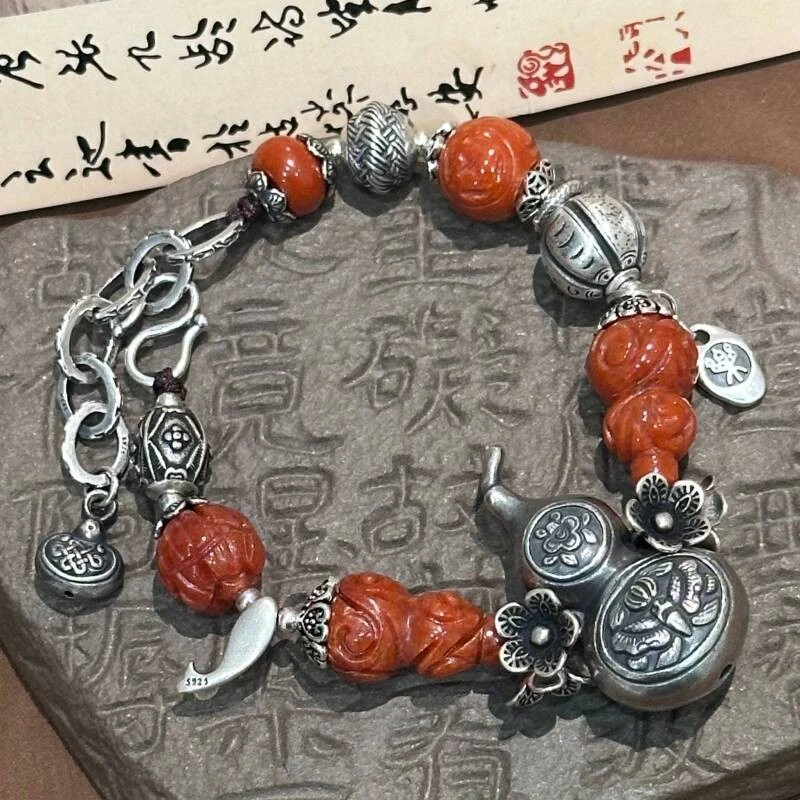 925银手链 S11961 葫芦莲花海豚五瓣花葫芦喜乐中国结手链