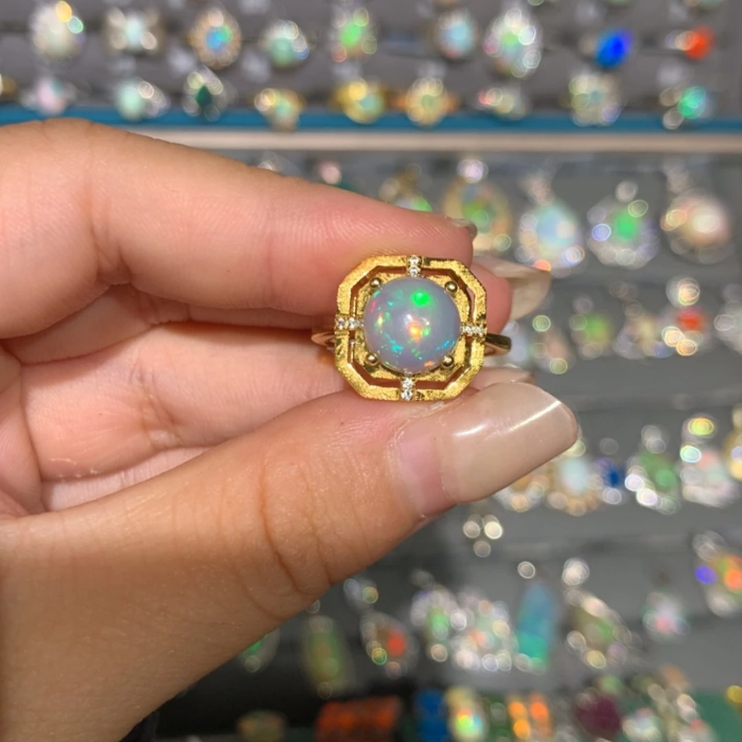 【闪购商品】银S925镶嵌欧泊欧泊戒指l