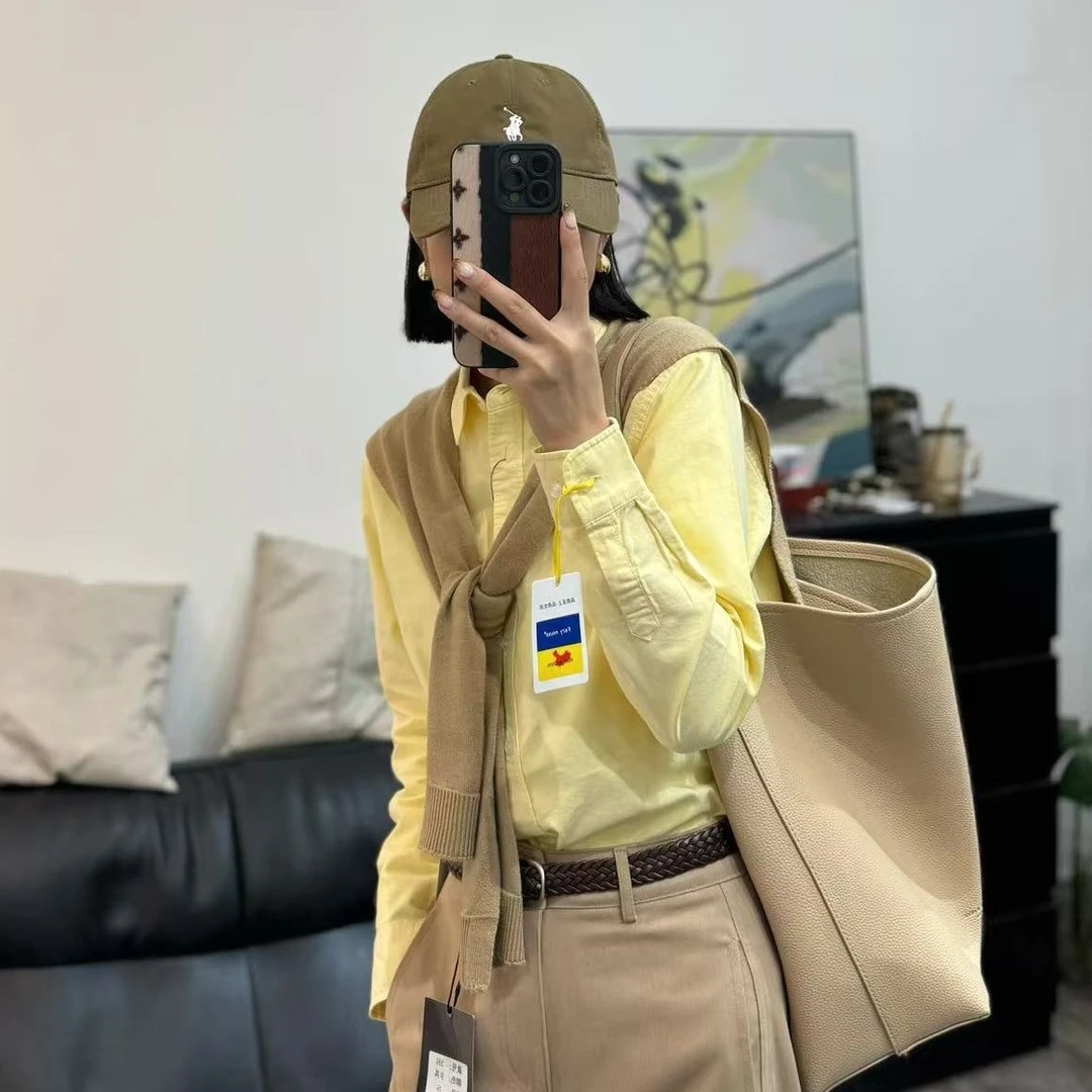 打底衬衫女长袖基本款极简风工装牛津棉时尚休闲基础款方领白色