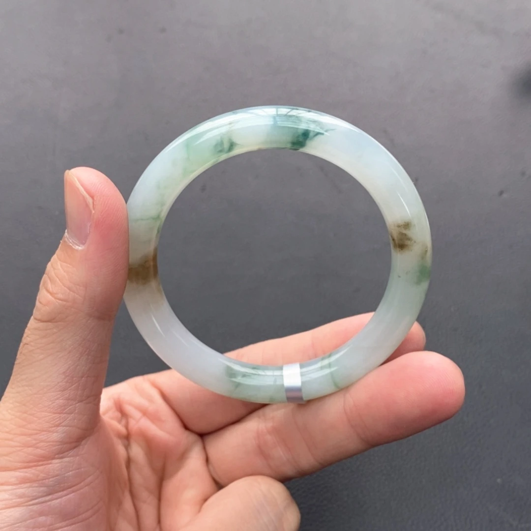 【闪购商品】未镶嵌手镯翡翠冰胶飘花美人条5556