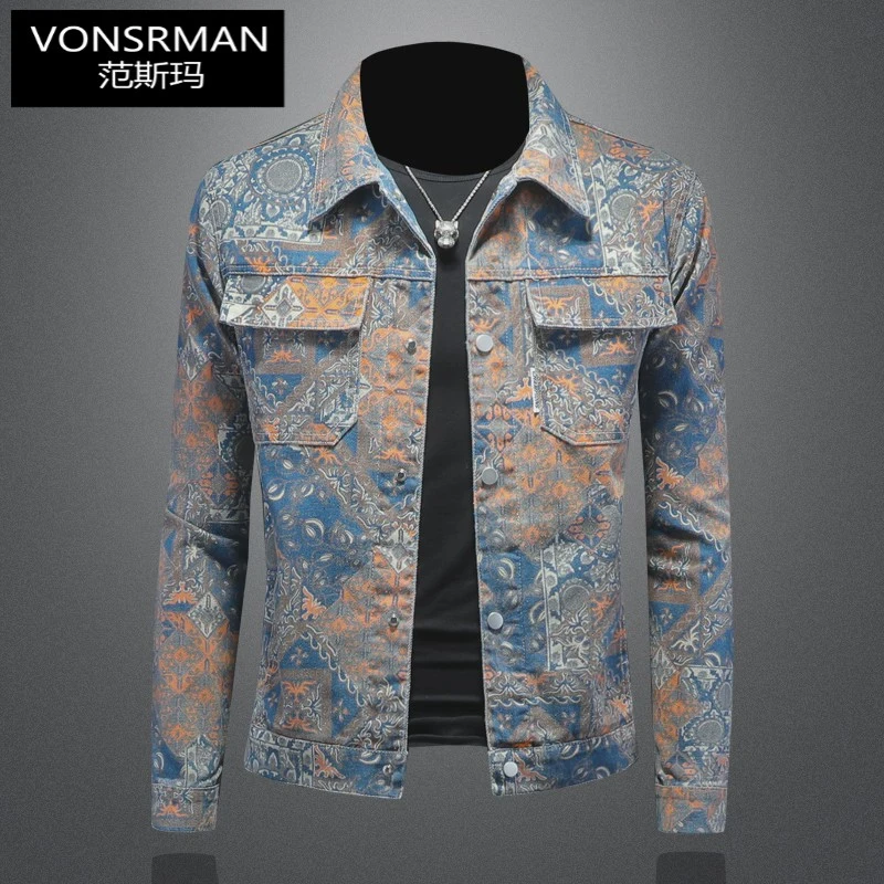 Vonsrman欧洲站复古牛仔季新款韩版气场痞帅慵懒风男装