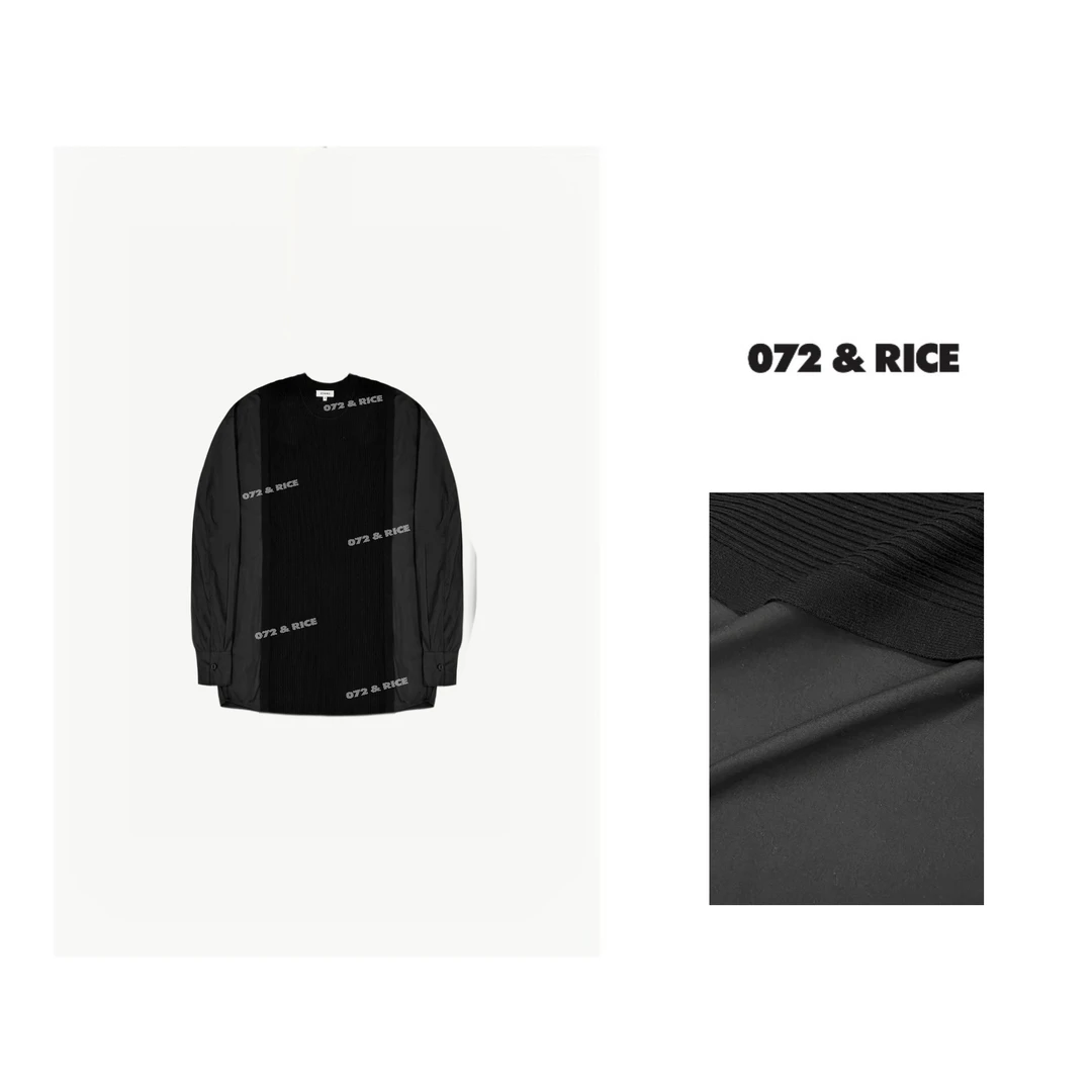 072 & RICE【多美】秋季休闲圆领拼接长袖针织衫 24JH08 125FF