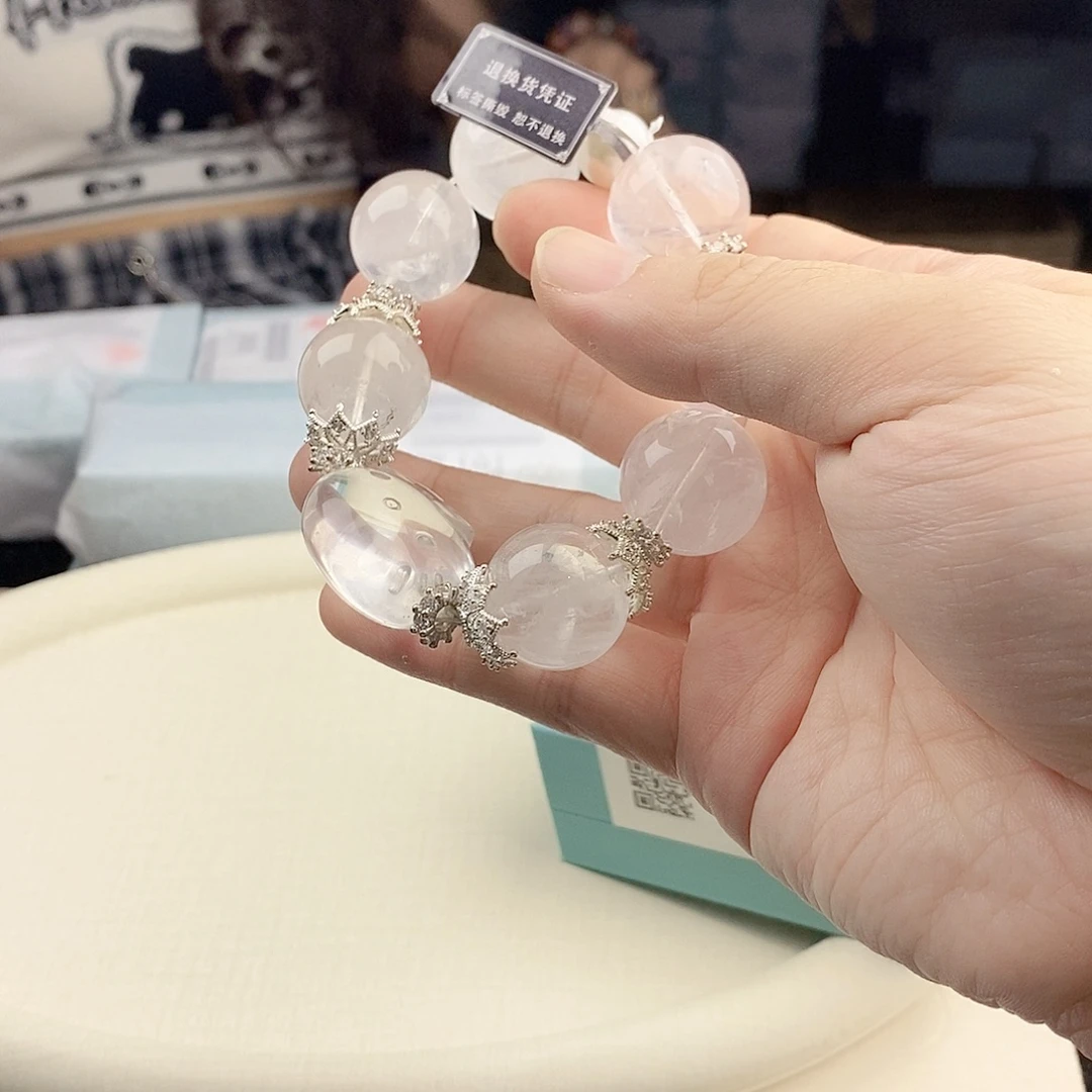 水晶手链银S925镀金镶嵌