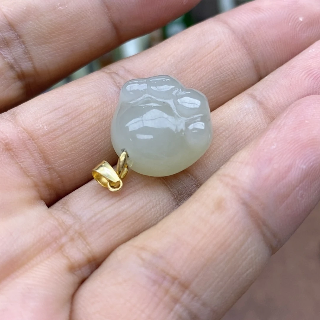 和田玉银S925镶嵌吊坠(不含链)