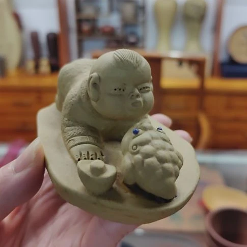 @***歌紫砂茶宠福娃手把件手工制作