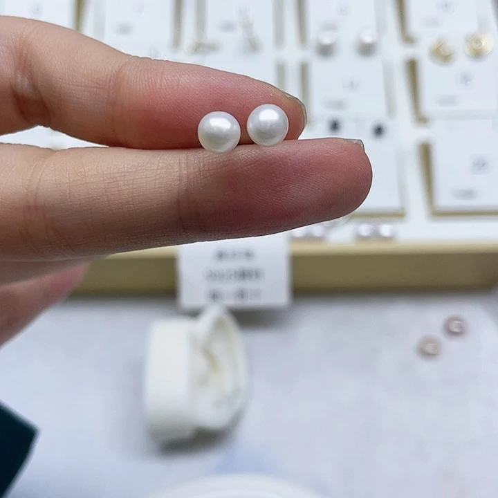 淡水珍珠耳饰银S925镶嵌漫****馆