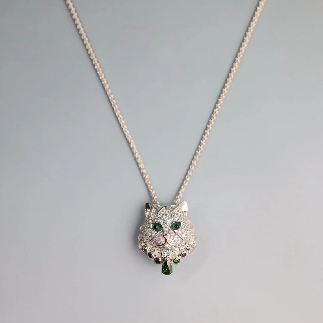 铜合金项链 【晨老板】N 时尚猫咪满钻项链69253705