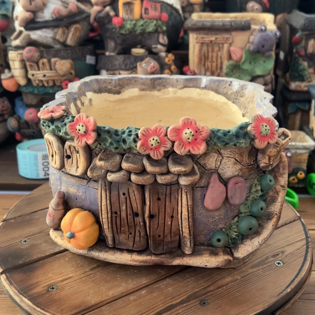 红陶嘻哈多肉花盆