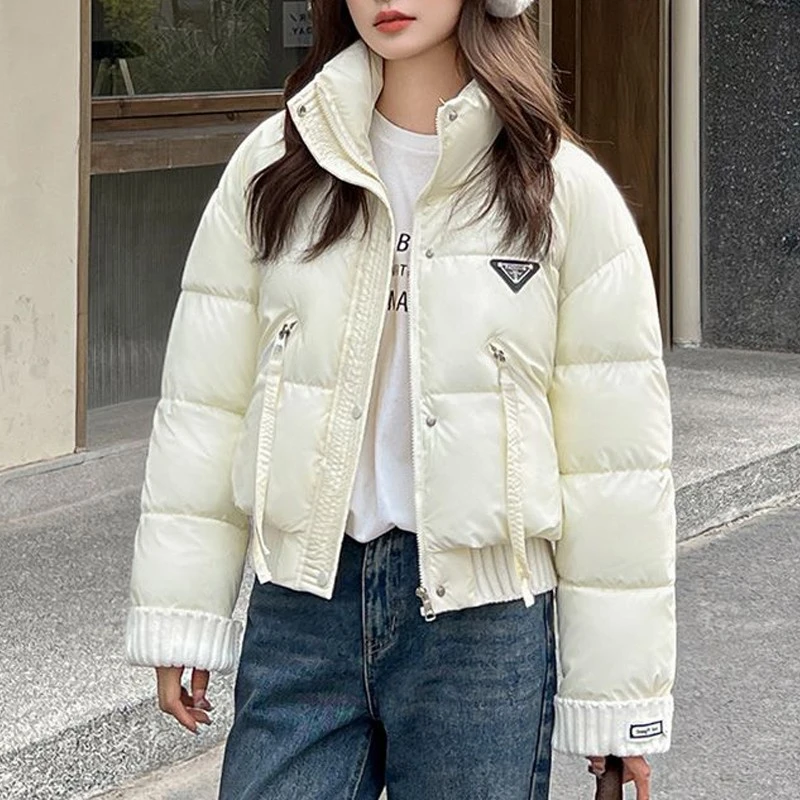 韩版时尚百搭短款棉服女冬季2025新款小个子加厚保暖立领棉袄外套