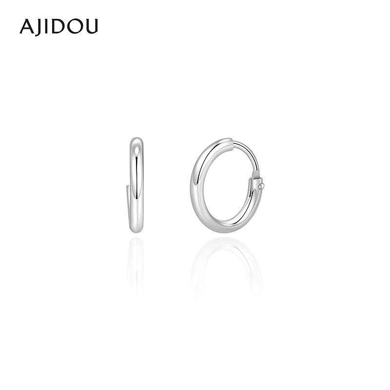 925银耳饰 不锈钢耳饰 AJIDOU阿吉豆耳钉女款925银时尚素圈简约耳