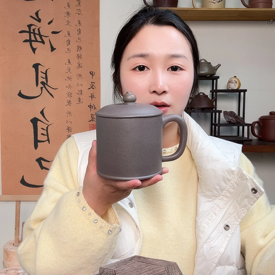 茶杯紫砂用****5微瑕紫砂盖杯天青封釉