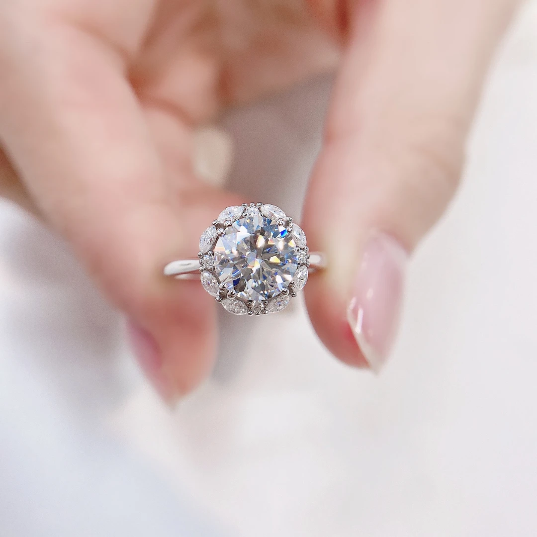 925银莫桑石戒指 许妍同款｜许你荣耀赵露思2-5克拉时尚女戒气质