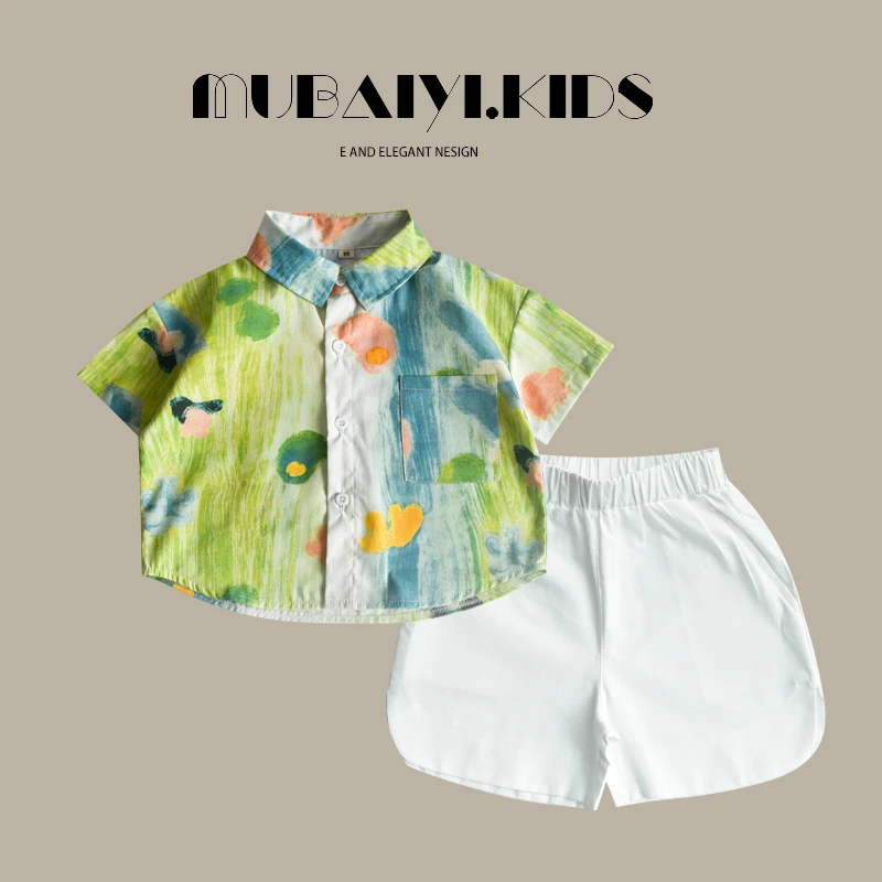 夏天的味道！儿童短袖衬衫薄款男童洋气衬衣宝宝上衣显白小童纯棉