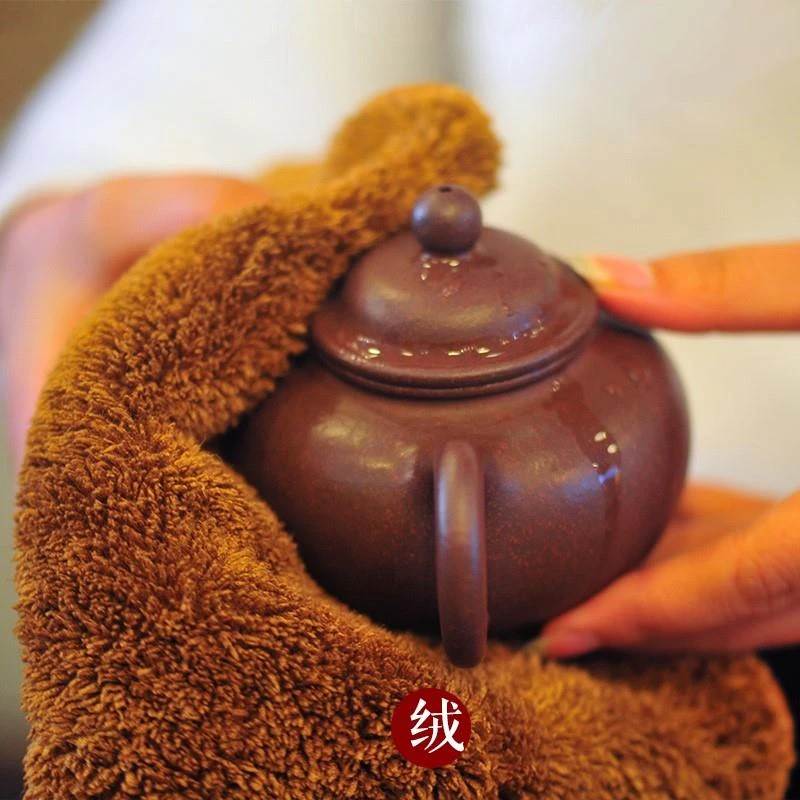 紫砂壶专用擦壶布天天茶米坊中国风长绒茶巾吸水加厚养壶巾擦