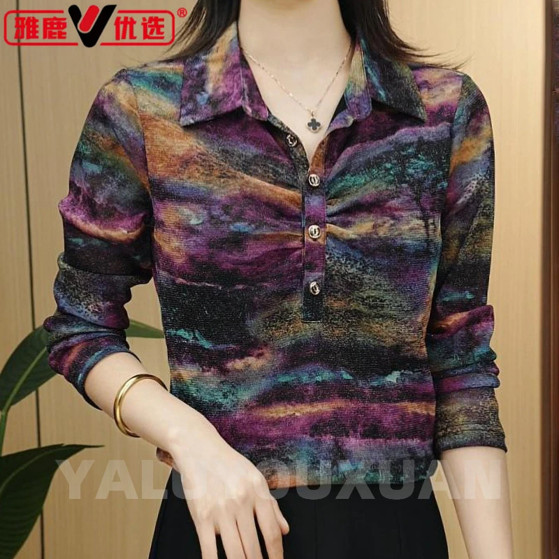 雅鹿优选2025夏季新款时尚百搭遮肉显瘦衬衫领小衫女减龄翻领上衣