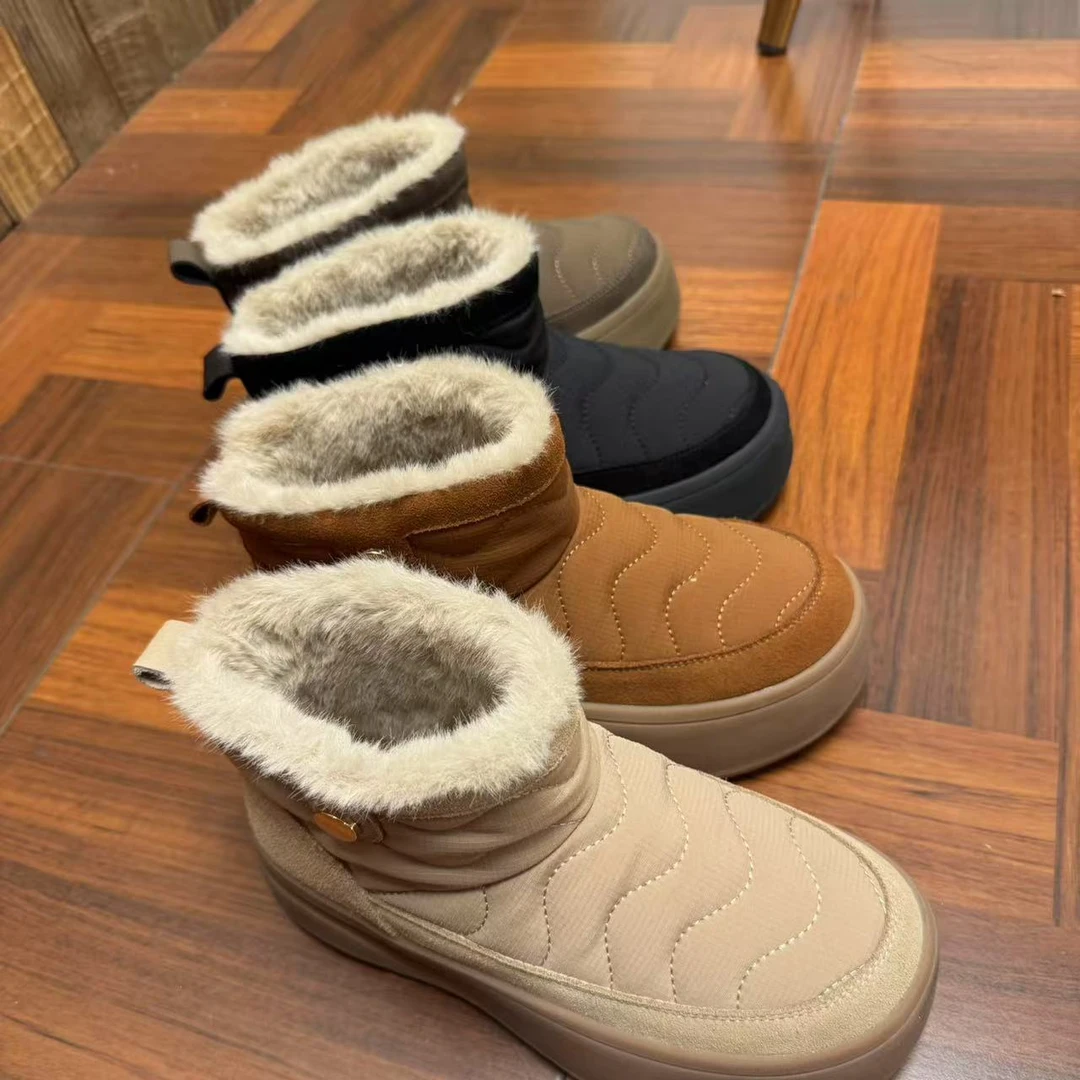 | 望雪 | 5公分 真皮加绒保暖冬季新款加厚防滑耐磨女棉鞋 661