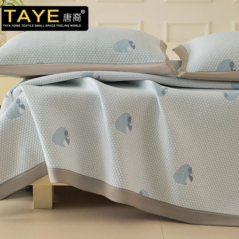 轻奢风蓝色冰豆豆凉席加厚凉感床单夏凉垫家用空调席可机洗软席子