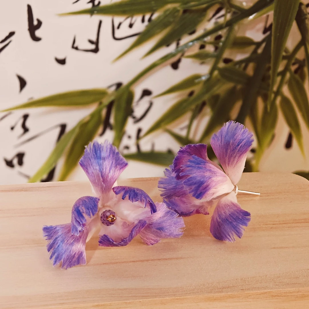 非遗绒花耳饰（一对）