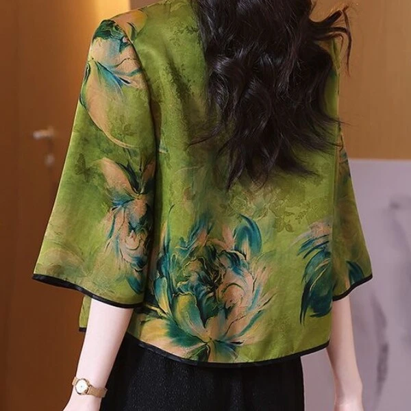 新中式中国风上衣立领民族风开衫大显瘦中老年妈妈装夏季女装气质