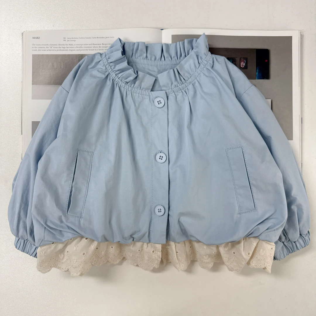 【加绒花边外套 小洛妈咪】婴儿童上衣服女童宝宝秋冬洋气外套I30