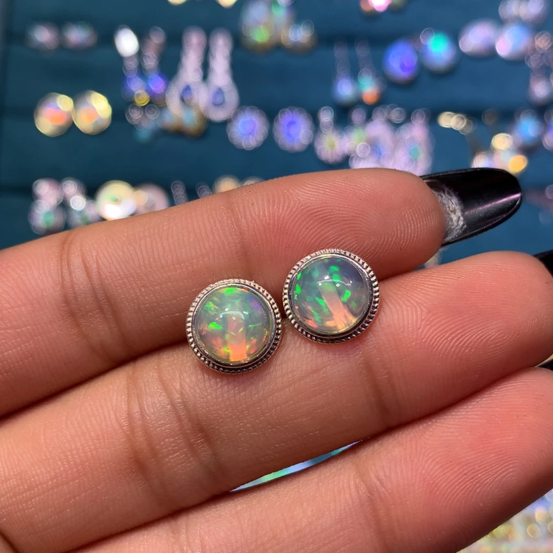 欧泊银S925镶嵌耳饰