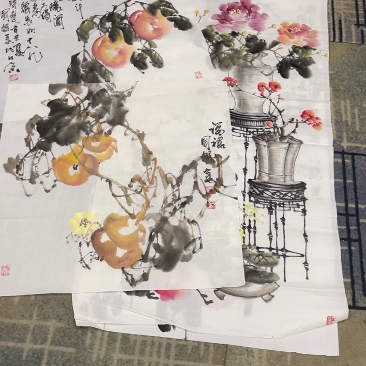 国画今****?四尺作品花鸟加托底111111