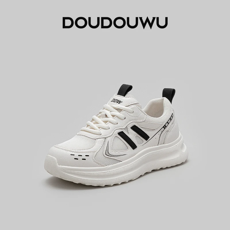 豆豆屋厚底老爹鞋女网面透气2025夏季新款韩版运动休闲平底小白鞋