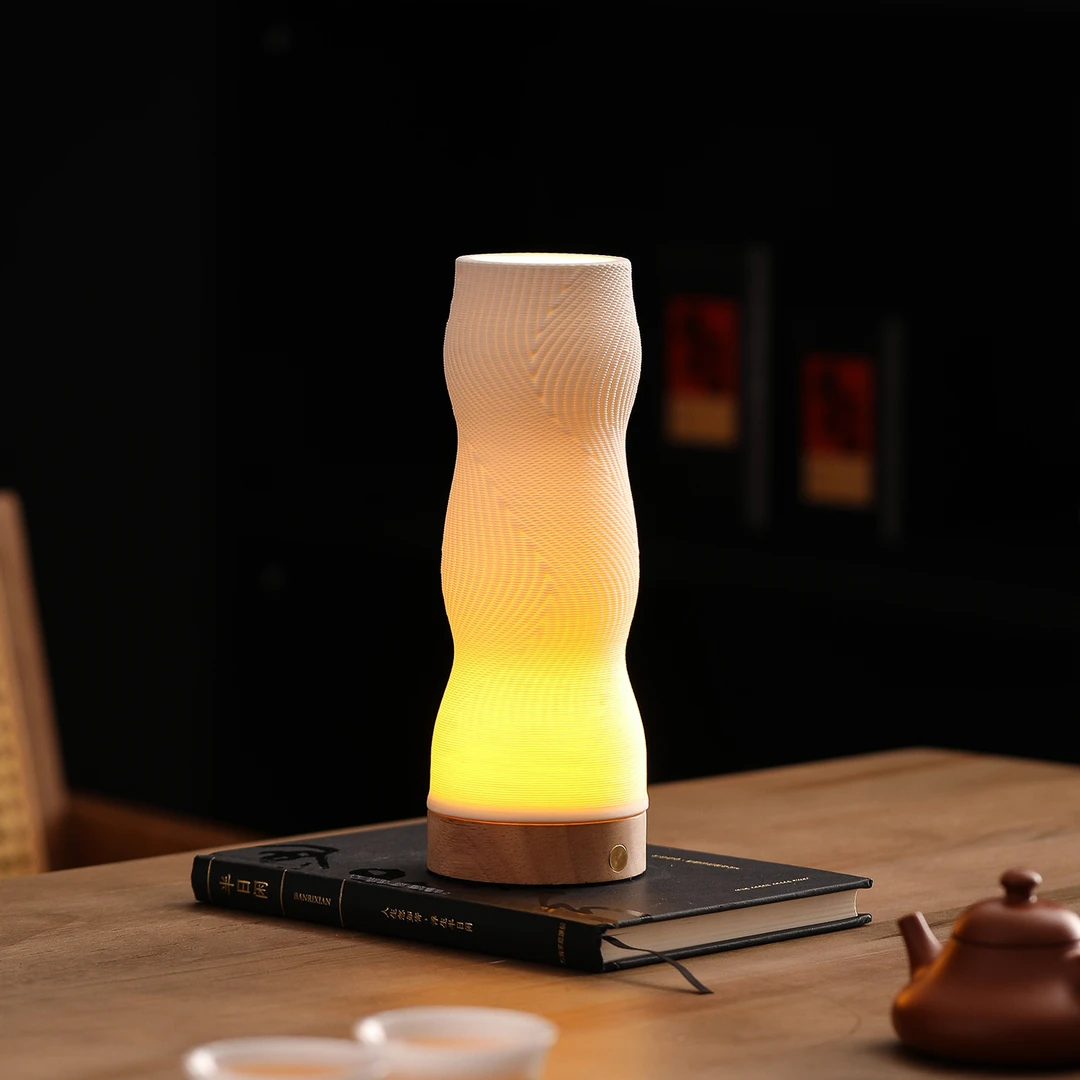 轻奢高档3D陶瓷创意卧室小夜灯室内氛围灯装饰陶瓷花瓶工艺品摆件