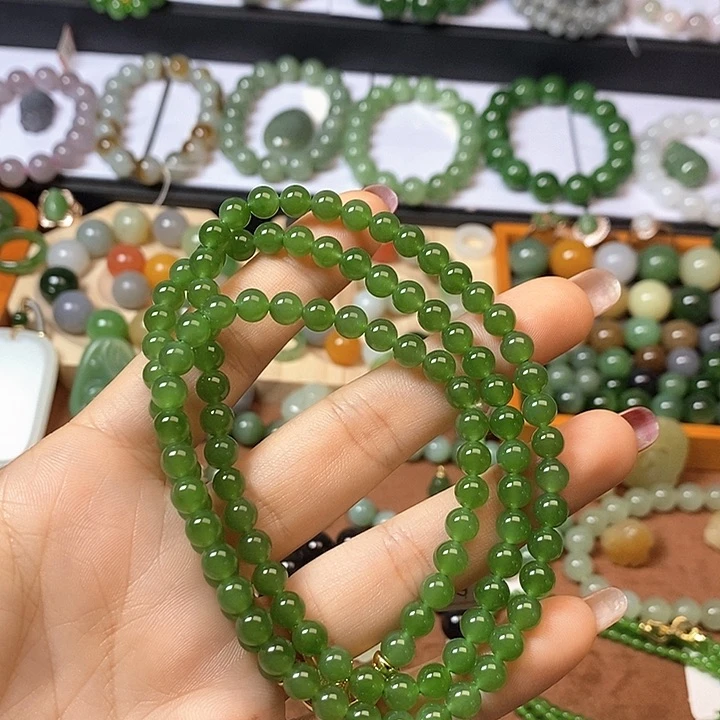 手链未镶嵌和田玉（碧玉）