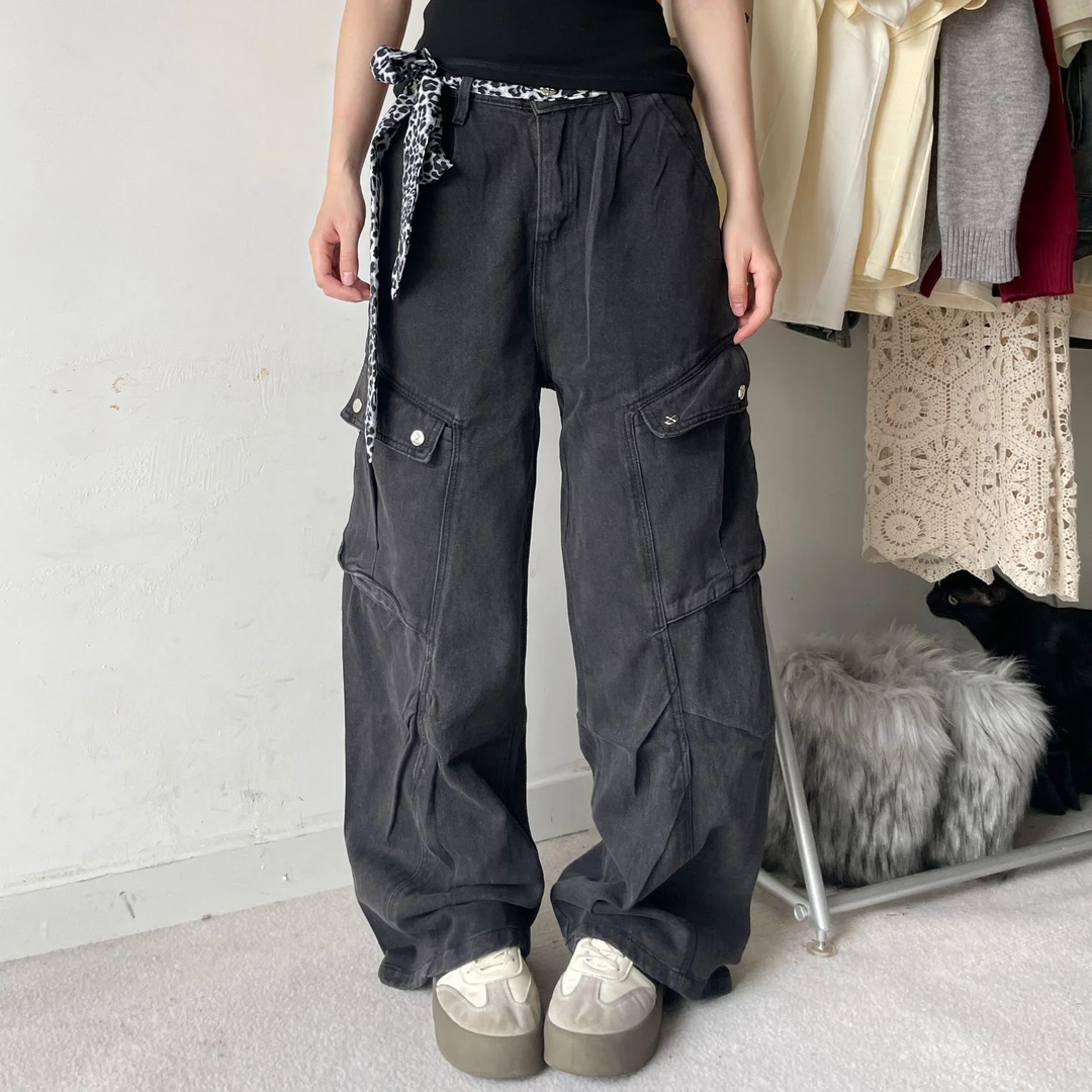 【斜袋工装牛仔裤】Pocket口袋服饰斜方向大口袋工装休闲拖地牛仔裤