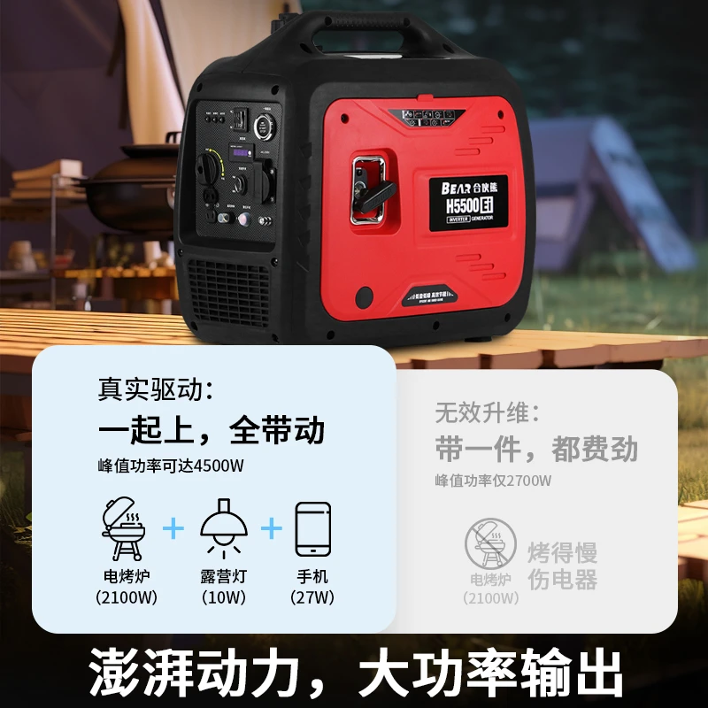 【H】4500W变频汽油发电机户外露营家庭备用家用新款便携办公摆摊