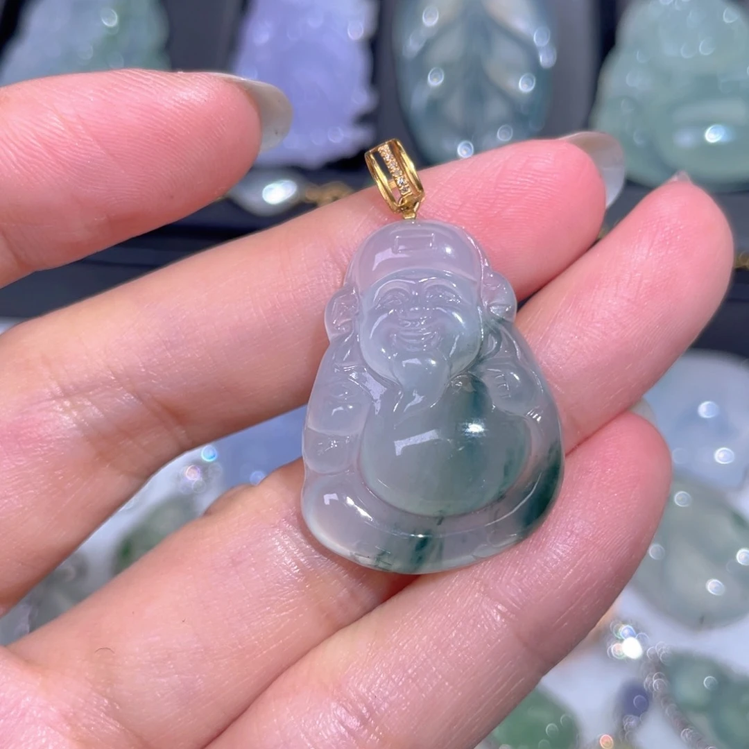 颈饰18K金镶嵌翡翠翡翠