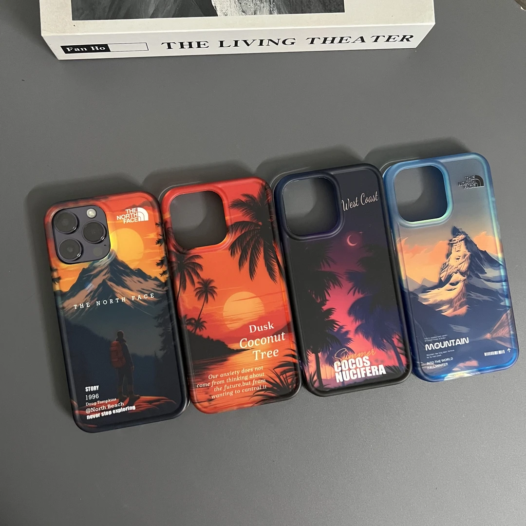 潮牌雪山日落夕阳适用苹果17promax手机壳全包防摔16情侣15磨砂14