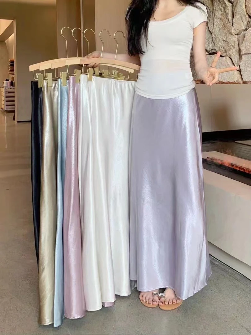 时尚薄款厚款显瘦夏季长裙长款优雅风半身裙直筒裙