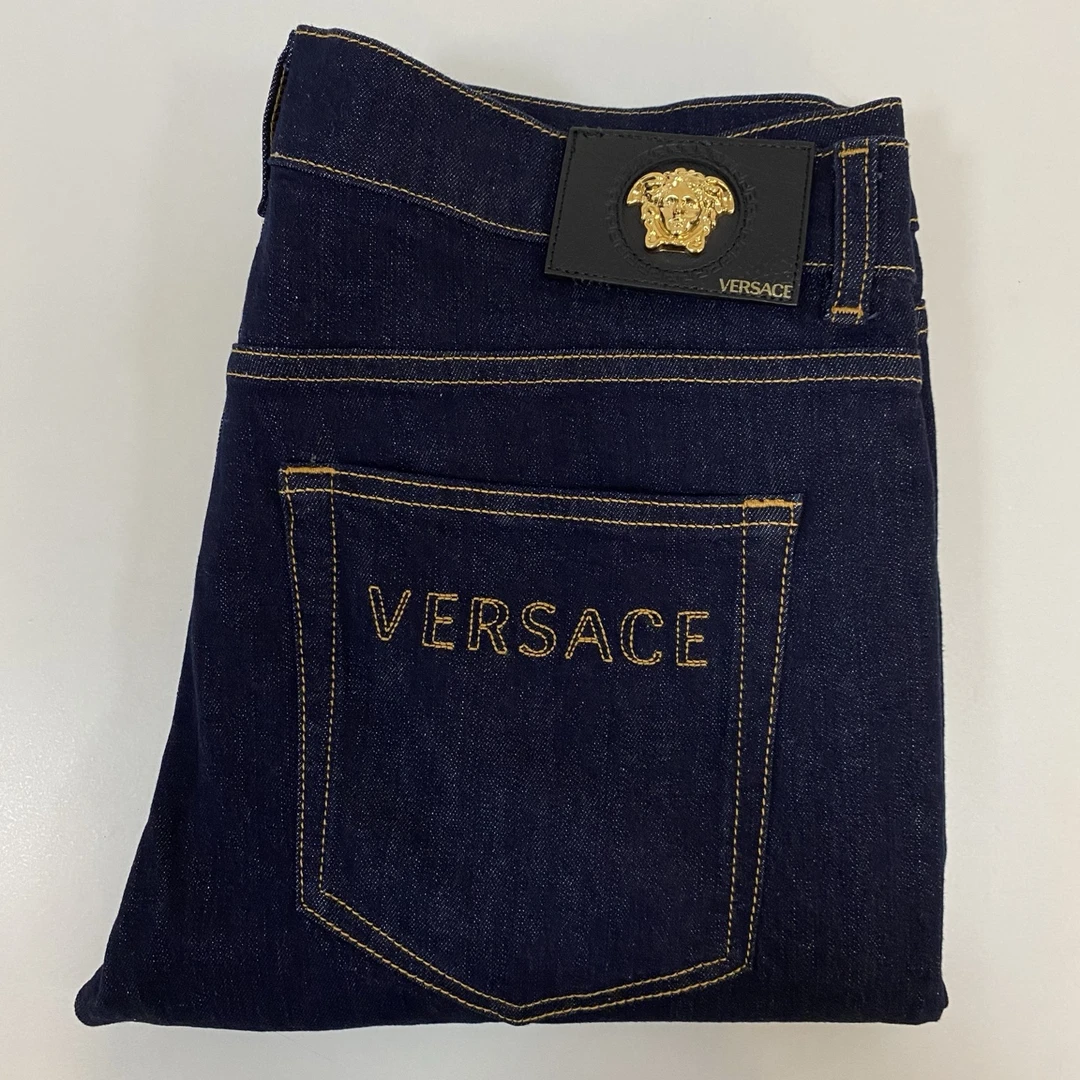 未使用 VERSACE/范思哲 美杜莎头像休闲舒适蓝色牛仔裤