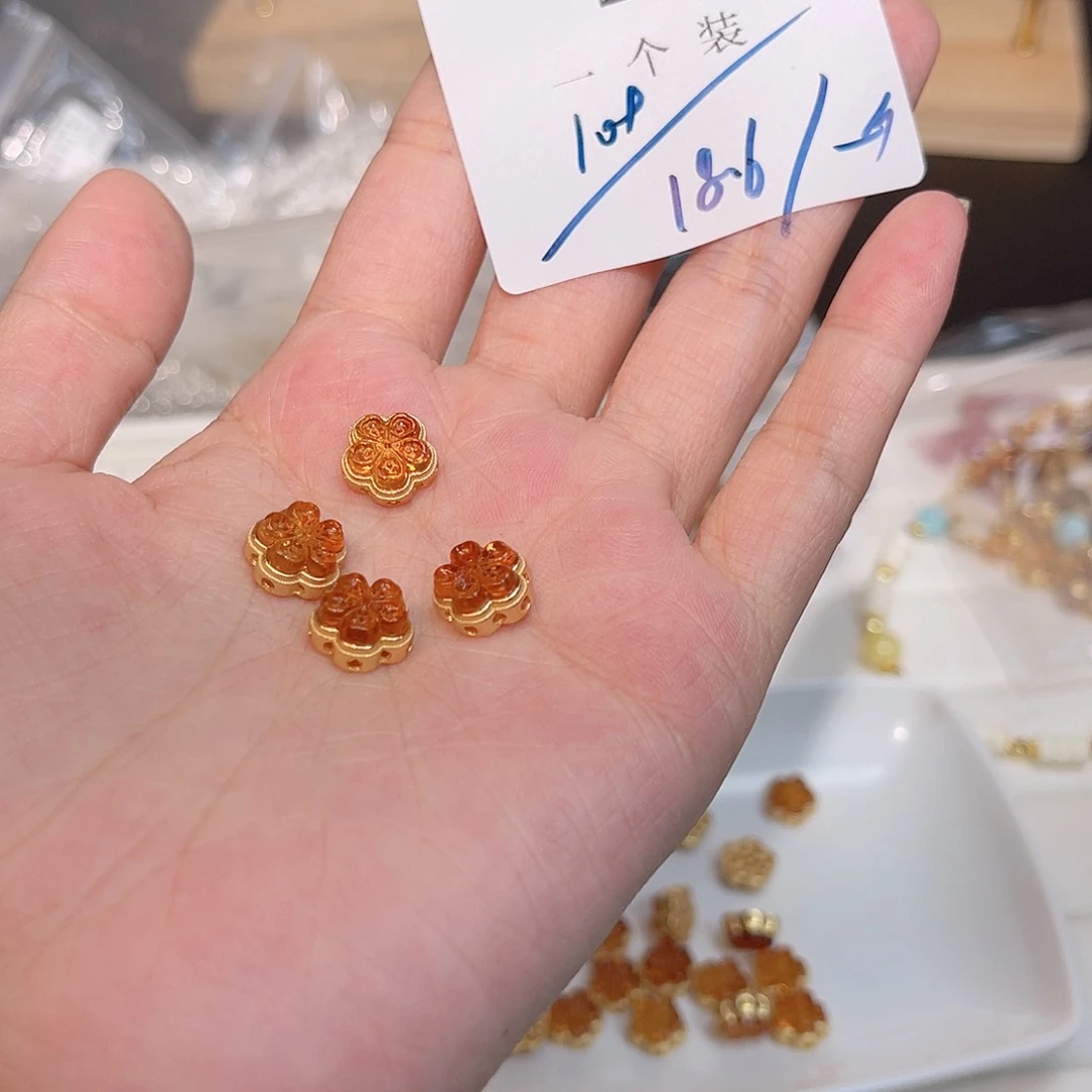 水晶珠宝半成品银S925镀金镶嵌187 。