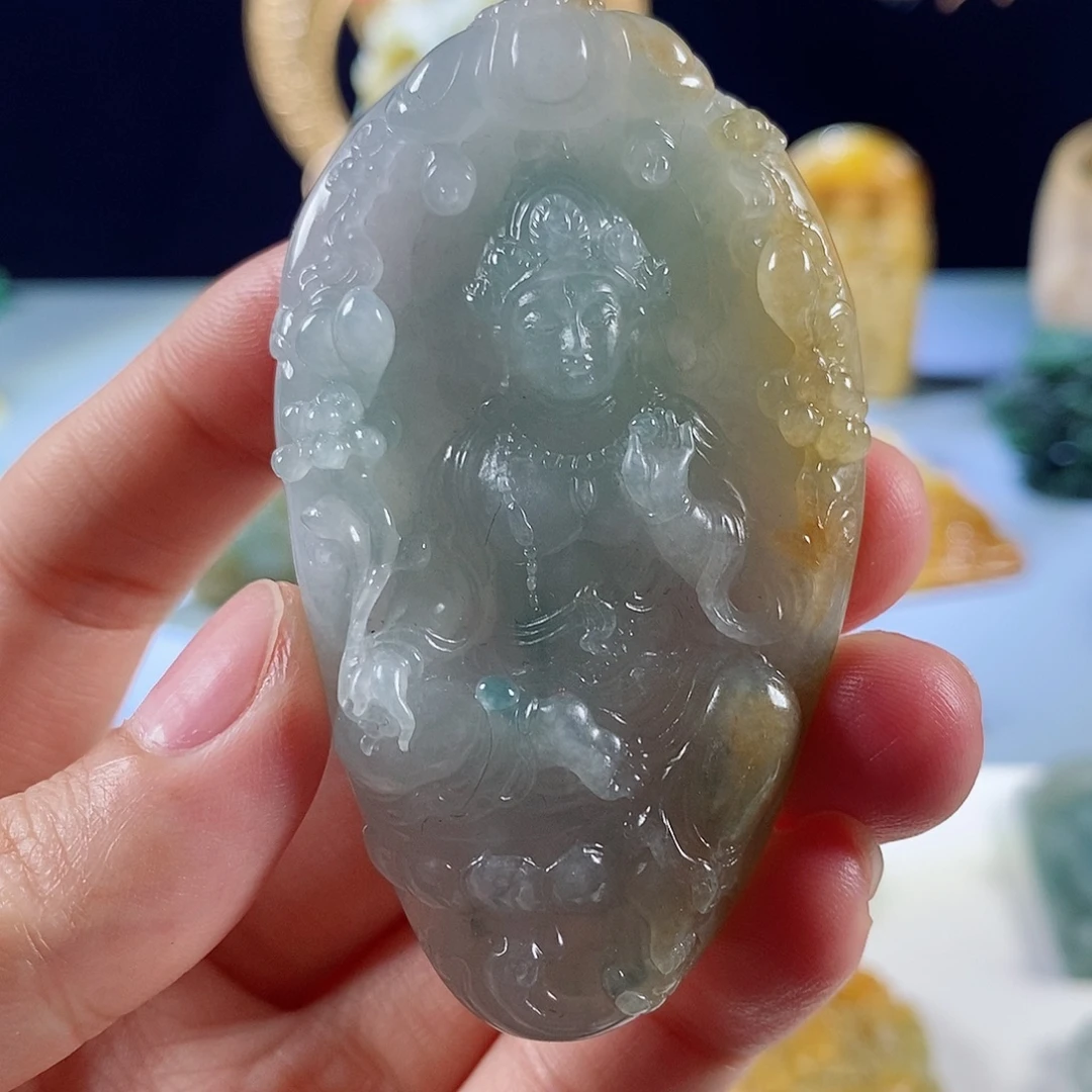 定制翡翠未镶嵌天然a货翡翠度母