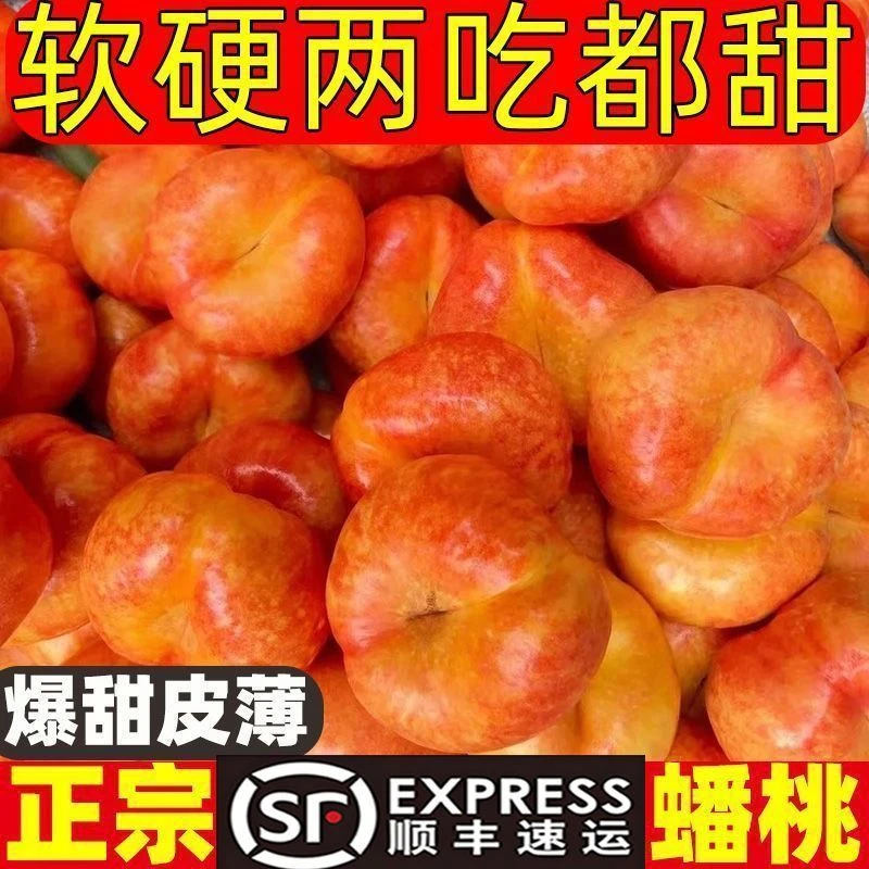 【顺丰明日到家】正宗山东蒙阴七彩彩虹油蟠桃特甜精品 长沙红星一级批发直发湖南省