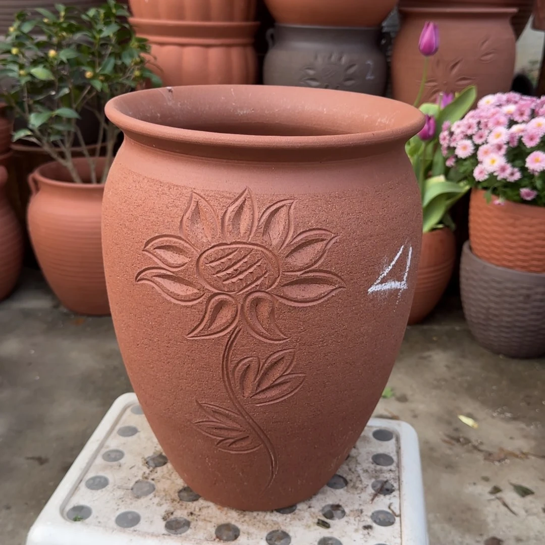 紫砂花盆口25高35宜兴紫砂