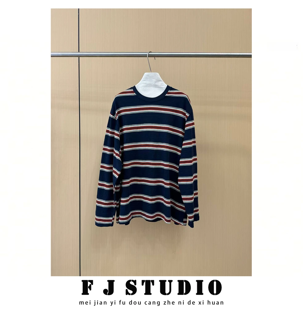 凤姐定制 {条纹撞色T恤} F0082025087 时尚休闲宽松圆领撞色百搭T
