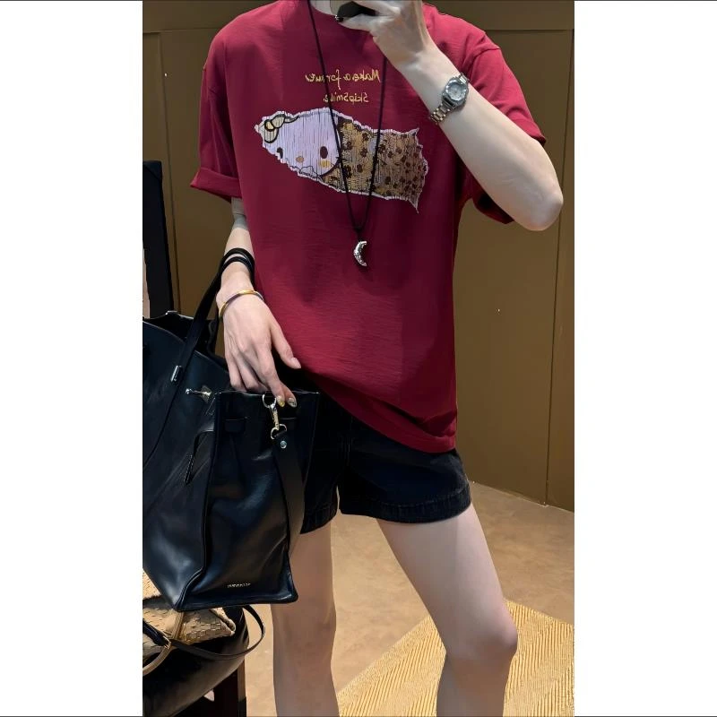 KT猫 I 夏季显瘦印花圆领宽松百搭休闲短袖T恤*25W5Y0004