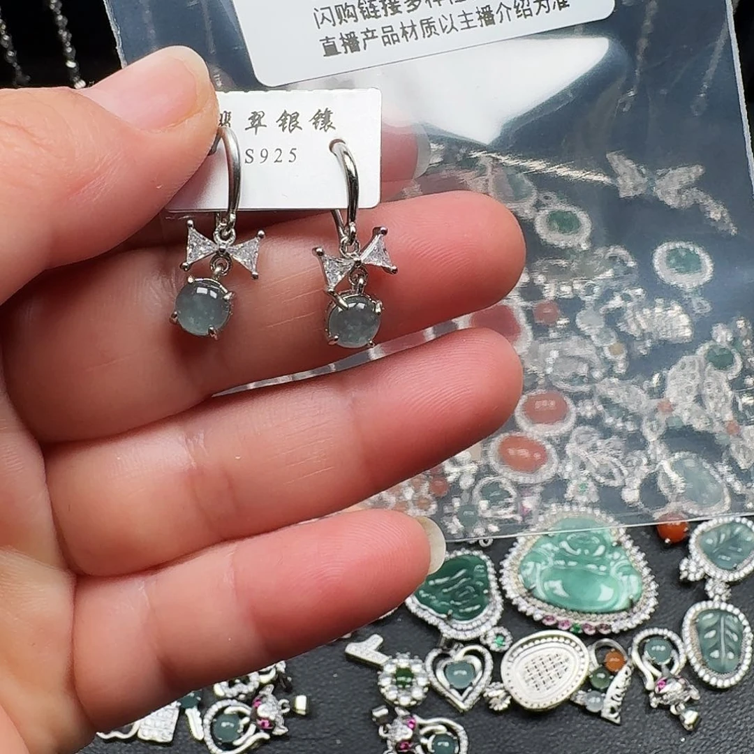 翡翠耳饰未镶嵌天然A货翡翠7766