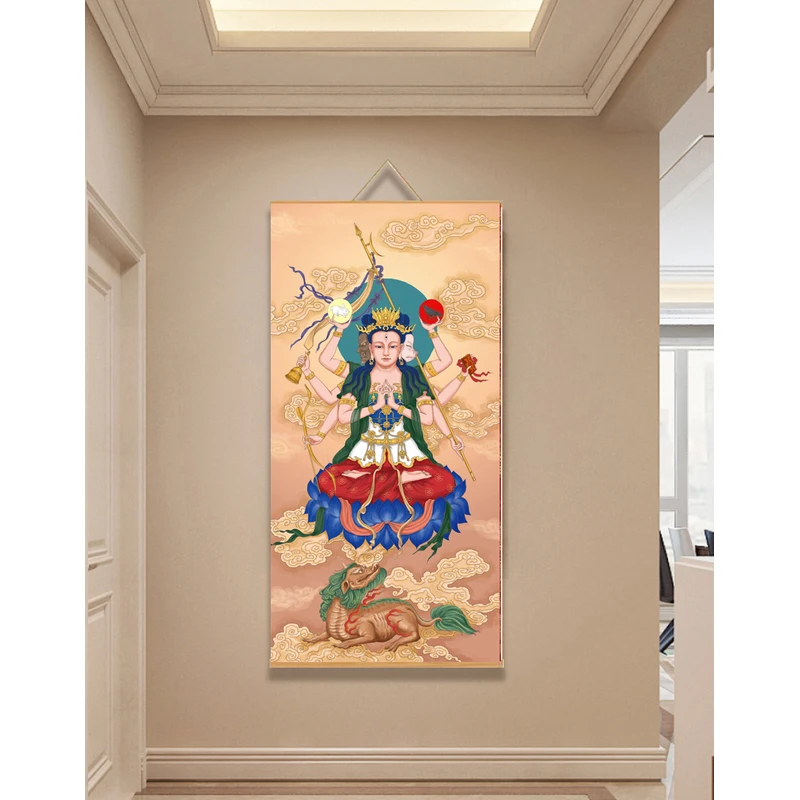 【163斗姆元君】60x120cm现代简约挂轴装饰画办公室家居装饰画