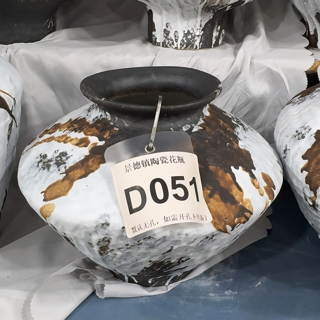 千***羽摆件陶景德镇高温花瓶编码d051高23口10默认无孔