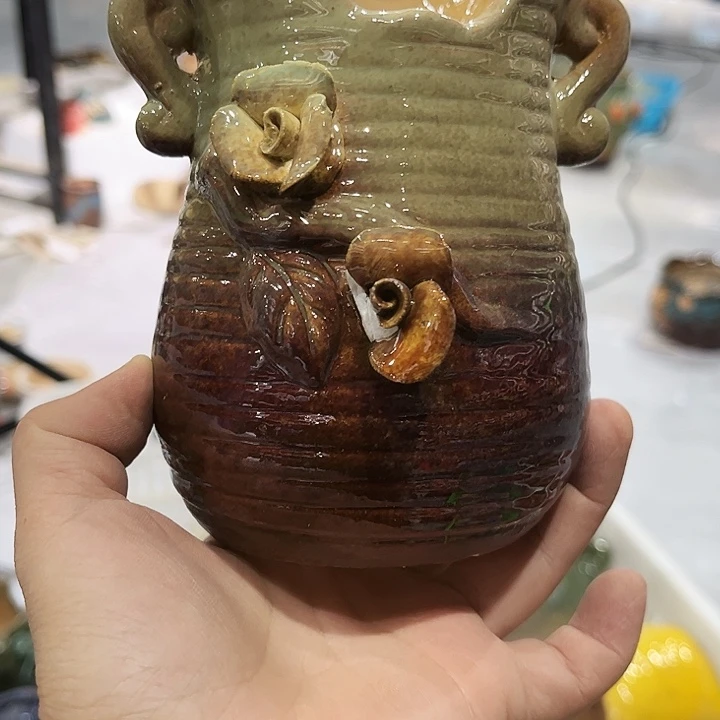 瓷片花盆多肉植物艺术品品