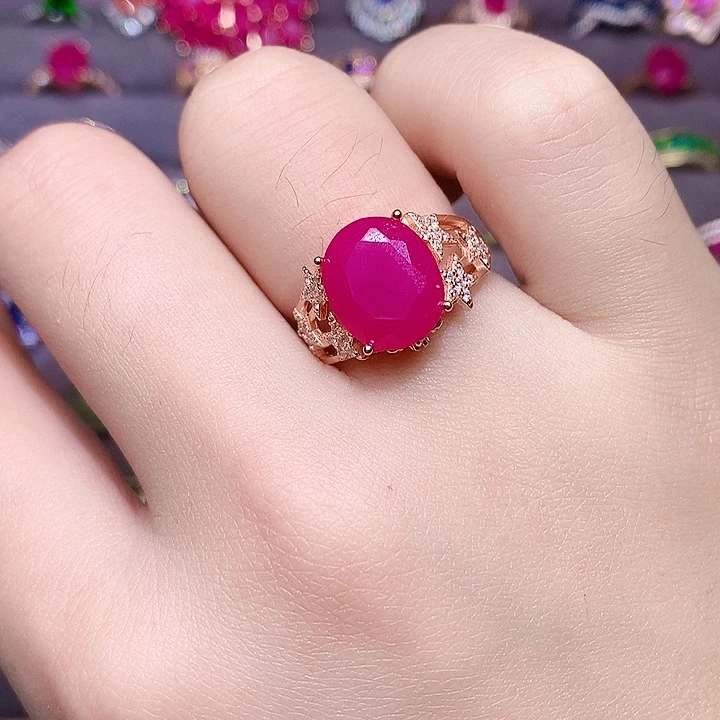 戒指银S925镶嵌红宝石